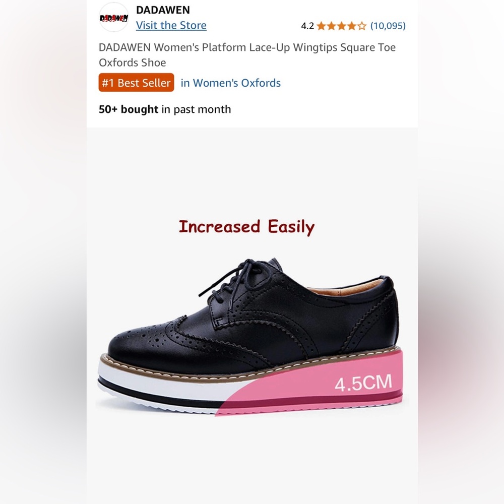 NWT Black Platform Oxford Shoes | Wingtip Brogue | Lace-Up | Women’s Size 8 - Picture 10 of 13